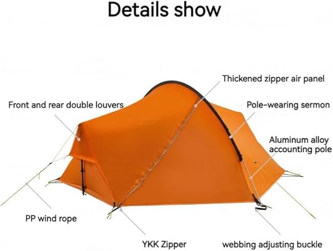 Lightweight Double Tent for Outdoor Camping & Hiking - Waterproof & Wind Resistant - Image 2