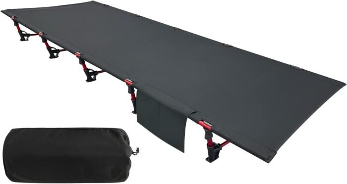 Portable Camping Cot Sleeping Cot Ultralight Backpacking Cot Bed for Outdoor Hiking Travel Beach Mountaineering (Black)