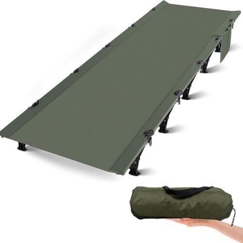 Ultralight Camping Cots for Adults, Portable Folding Bed, Tent Cot Lightweight Travel, Camping, Hiking, Backpacking, Mountaineering, Army Green