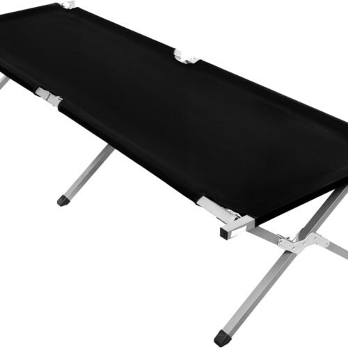 Folding Camping Cot with Storage Bag for Adults, Portable and Lightweight Sleeping Bed for Outdoor Traveling, Hiking, Easy to Set up (Color: Black)
