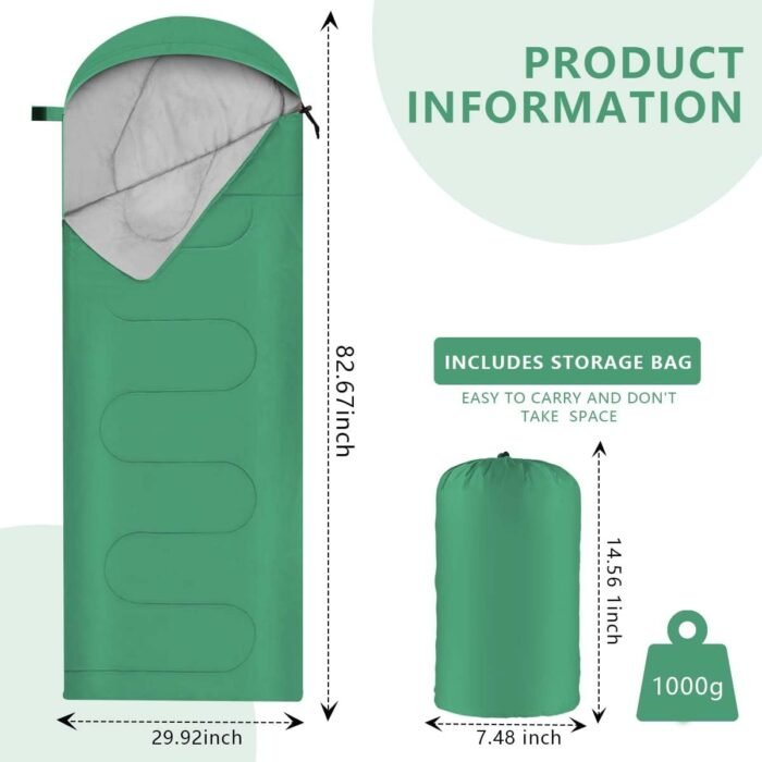 Sleeping Bags Portable Waterproof Camping Sleeping Bag for Adults Kids 4 Seasons Cold Weather or Warm Backpacking Hiking Mountaineering Indoor Outdoor Use - Image 2