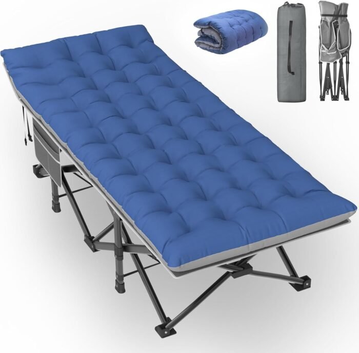 XXL Camping Cot for Adults, 79"x32"x19" Oversized Folding Cot with Mattress, Heavy Duty 500lbs Support, Portable Carry Bag for Travel, Guest & Outdoor Use