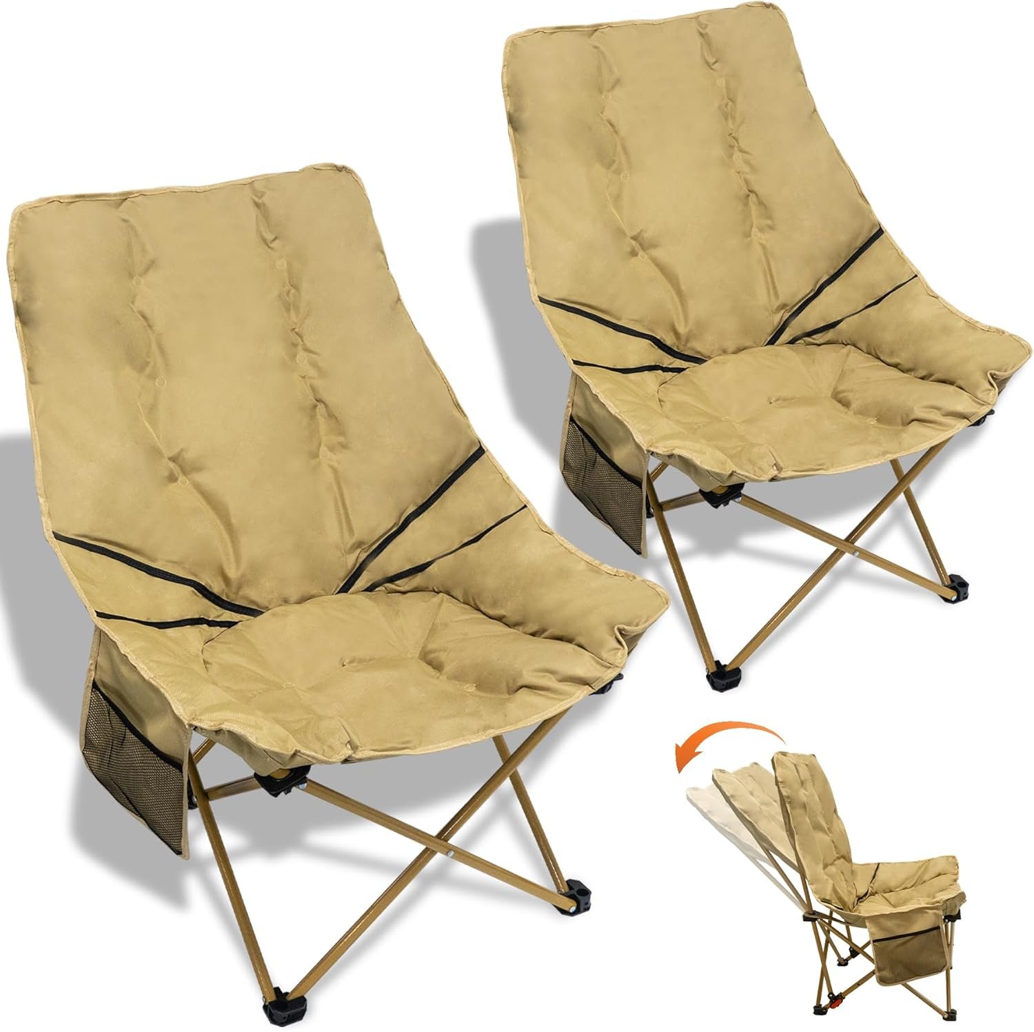 Camping Chair with Backrest Adjustment,Comfy & Extra Wide Butterfly Chairs,Outdoor Camping Recliner Chairs for Adults,Supports 330 LBS