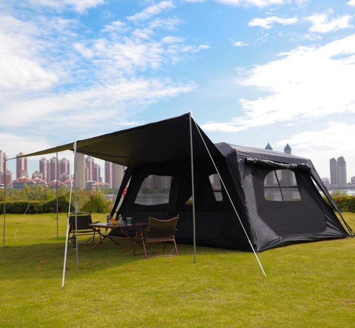 Extra Large Tent 12 Person,Awning Family Cabin Tents,2 Rooms,3 Doors and 3 Windows with Mesh,Straight Wall,Waterproof,Double Layer,Big Tent for Outdoor,Picnic,Camping,Family Gathering - Image 2