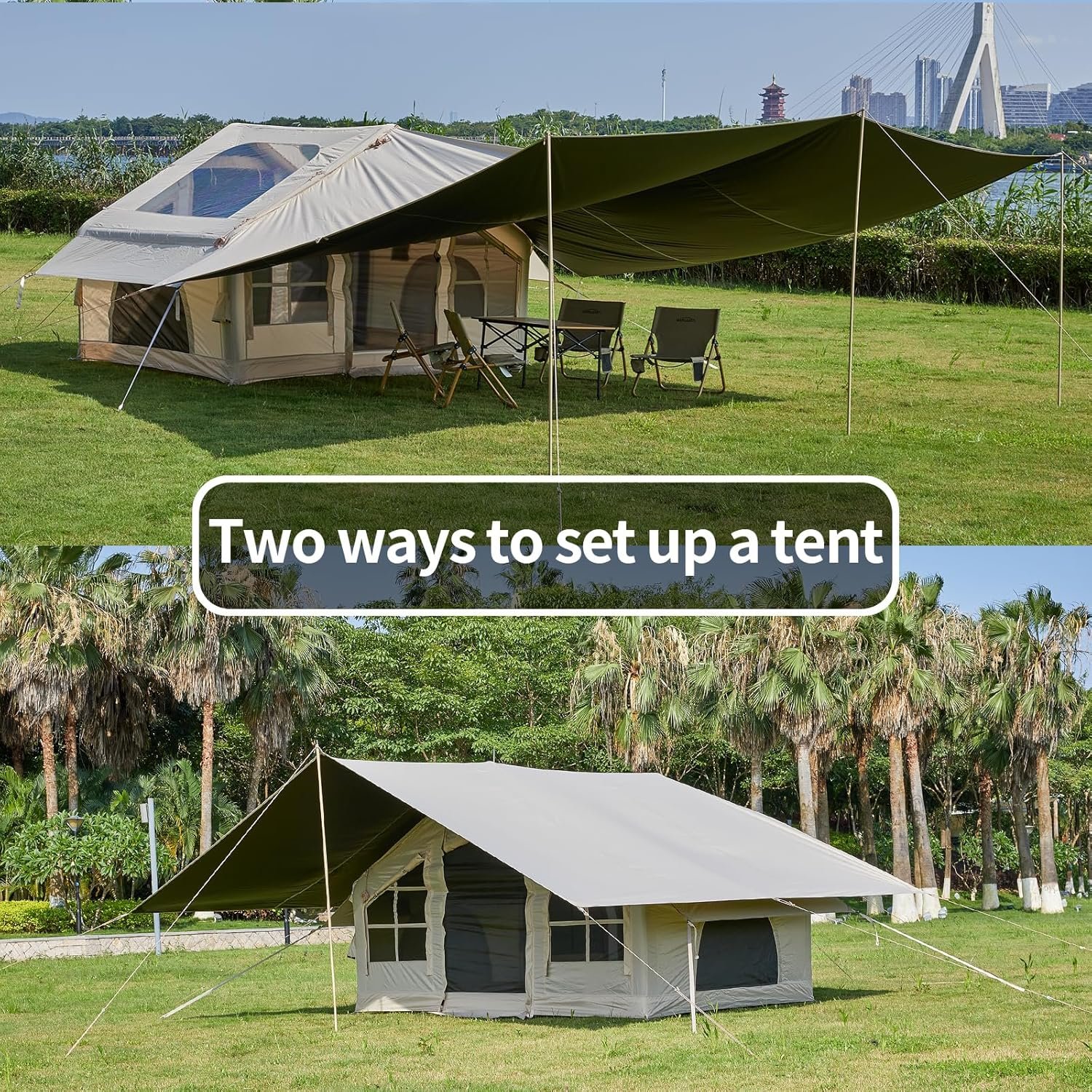 Inflatable Tent with Pump, 2-4-6 Person Instant Glamping Camping Tents House, Easy Setup Blow Up Family Tents for 4 Seasons Waterproof Inflatable Tent for Camping with Mesh Windows. - Image 2